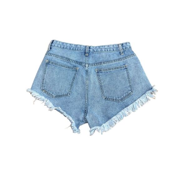 Womens Denim Cutoff Distressed Shorts High Rise Size 29 - Picture 2 of 8
